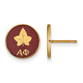 Sterling Silver Gold-plated LogoArt Alpha Phi Sorority Symbol Color Enamel Post Earrings