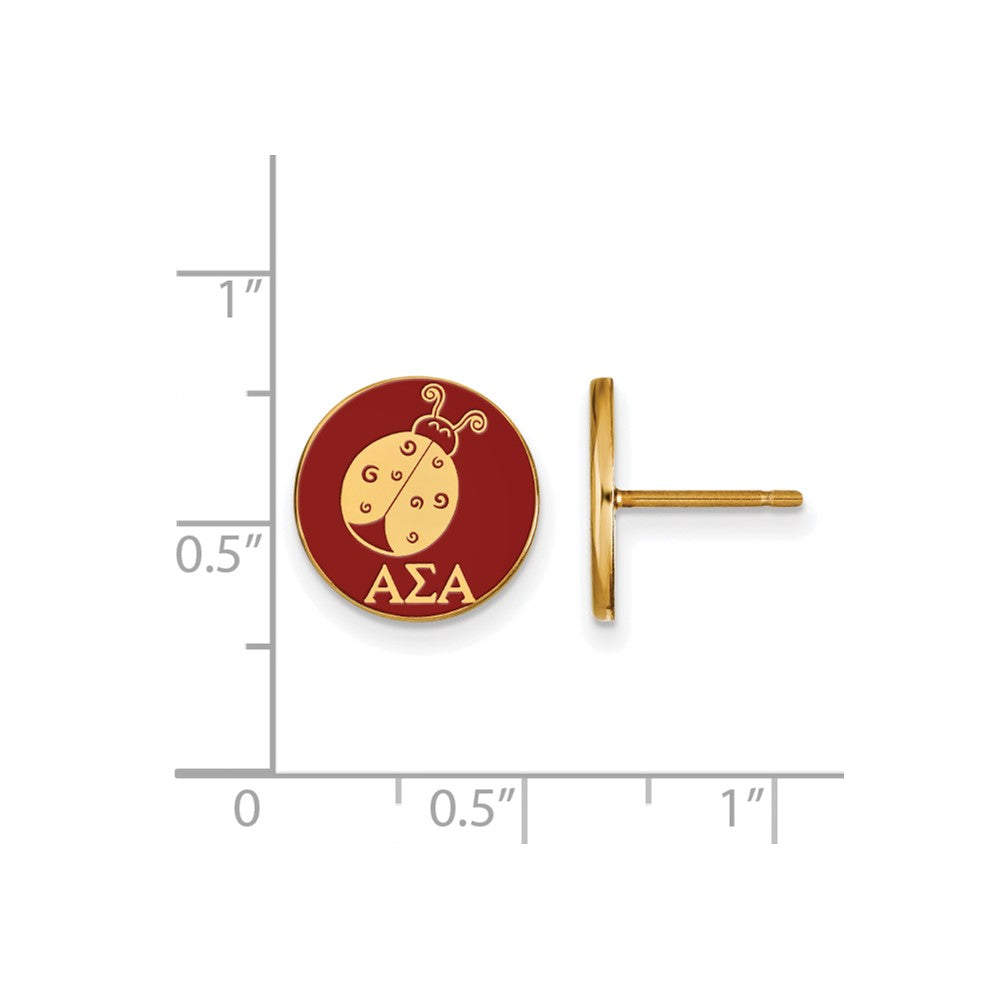 Sterling Silver Gold-plated LogoArt Alpha Sigma Alpha Sorority Symbol Color Enamel Post Earrings