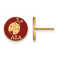 Sterling Silver Gold-plated LogoArt Alpha Sigma Alpha Sorority Symbol Color Enamel Post Earrings