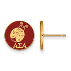Sterling Silver Gold-plated LogoArt Alpha Sigma Alpha Sorority Symbol Color Enamel Post Earrings