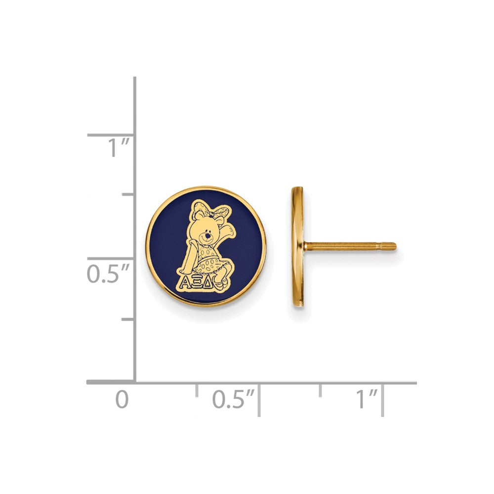 Sterling Silver Gold-plated LogoArt Alpha Xi Delta Sorority Symbol Color Enamel Post Earrings