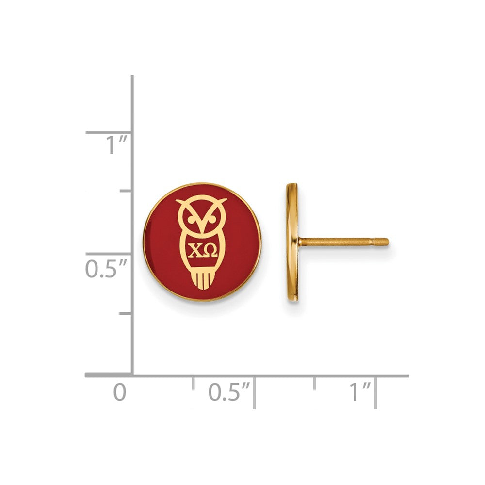 Sterling Silver Gold-plated LogoArt Chi Omega Sorority Symbol Color Enamel Post Earrings