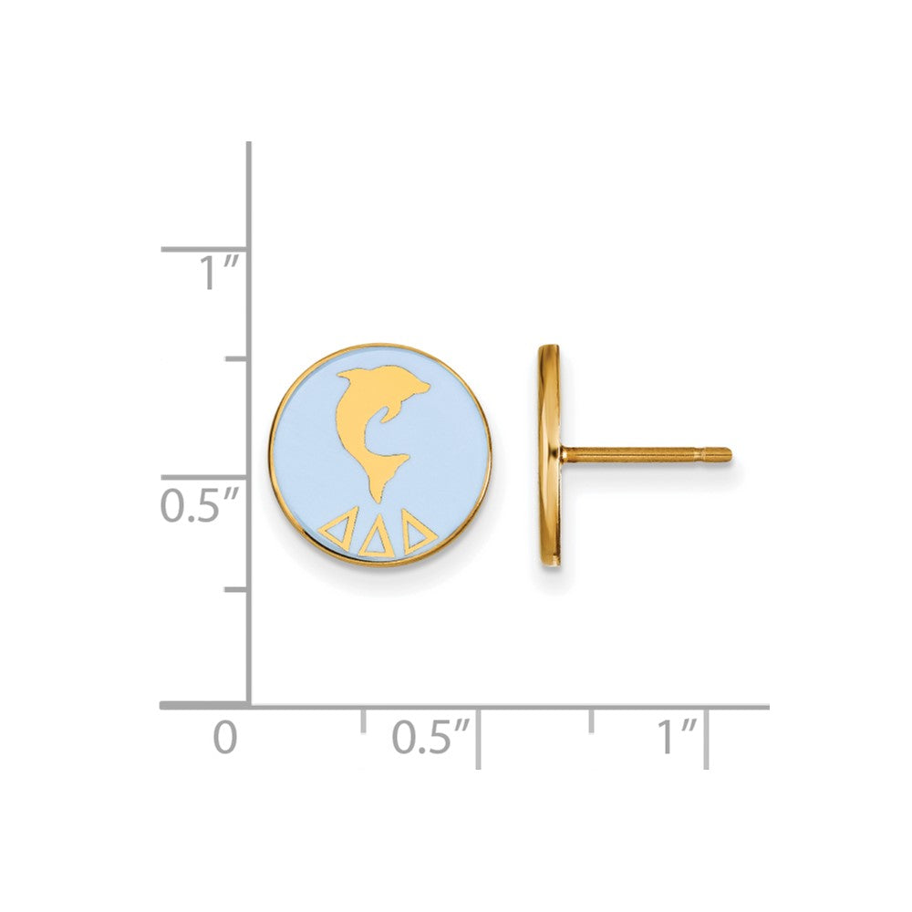 Sterling Silver Gold-plated LogoArt Delta Delta Delta Sorority Symbol Color Enamel Post Earrings