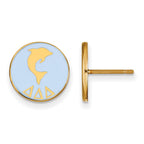 Sterling Silver Gold-plated LogoArt Delta Delta Delta Sorority Symbol Color Enamel Post Earrings