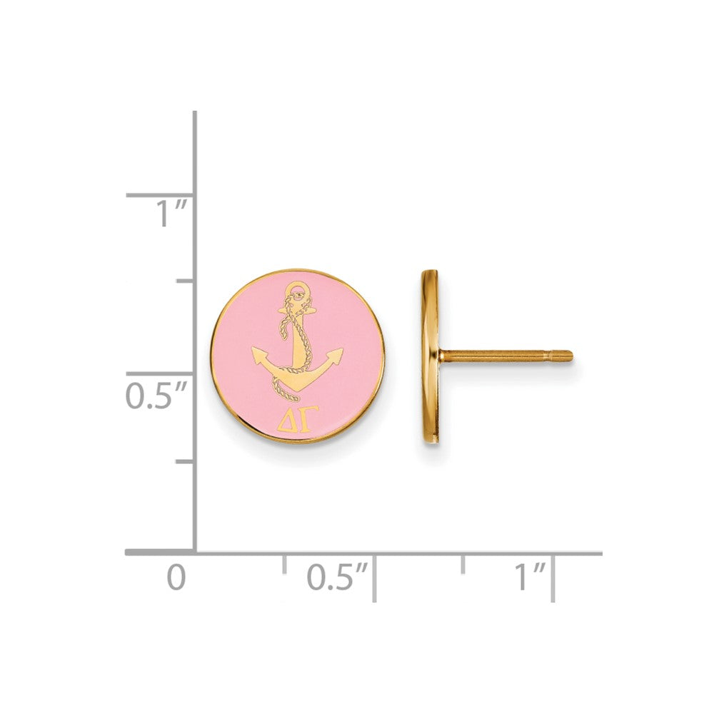 Sterling Silver Gold-plated LogoArt Delta Gamma Sorority Symbol Color Enamel Post Earrings