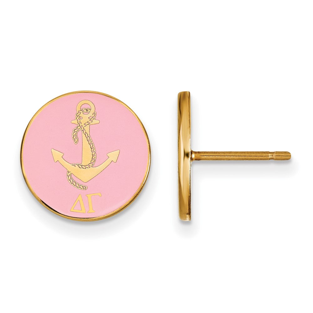Sterling Silver Gold-plated LogoArt Delta Gamma Sorority Symbol Color Enamel Post Earrings