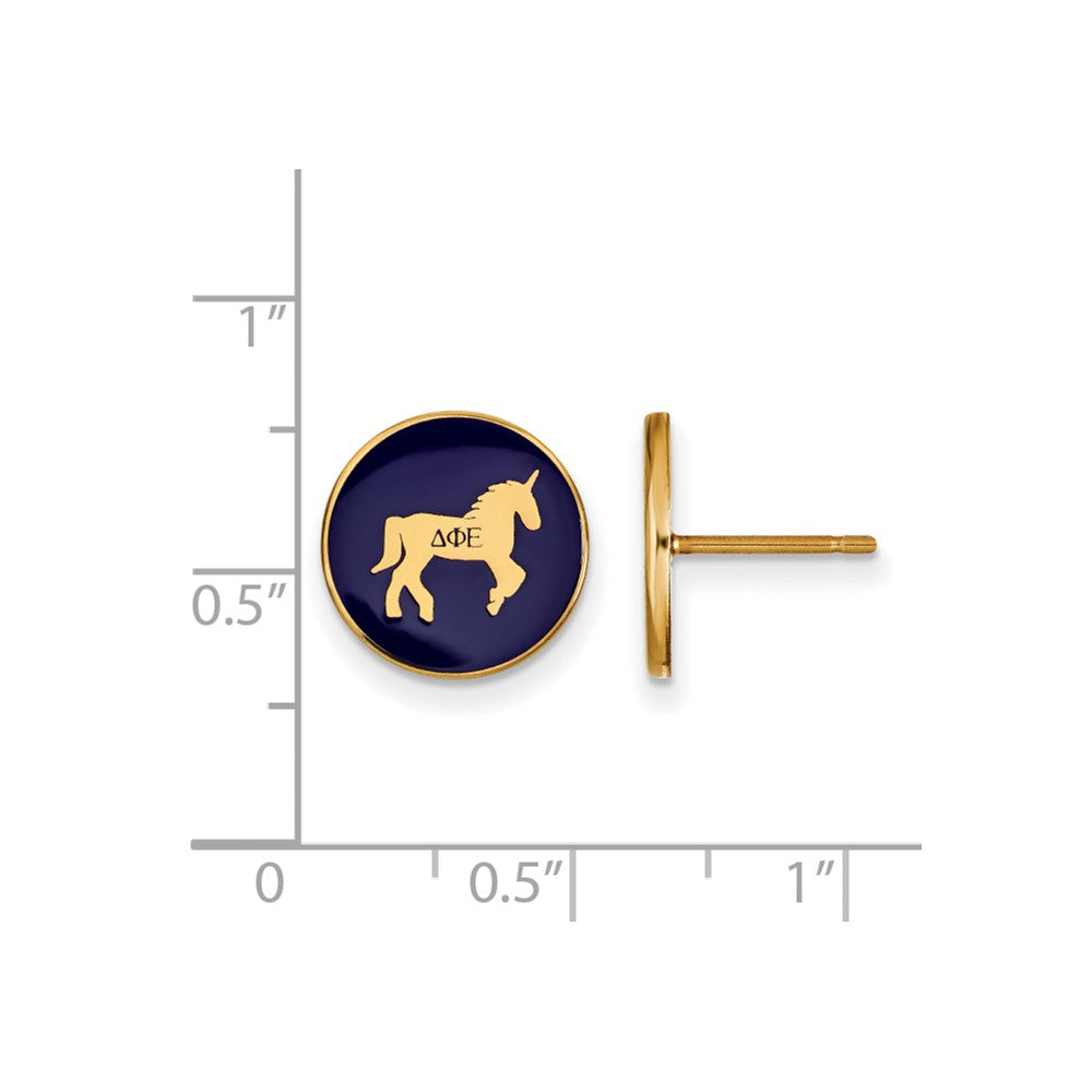 Sterling Silver Gold-plated LogoArt Delta Phi Epsilon Sorority Symbol Color Enamel Post Earrings