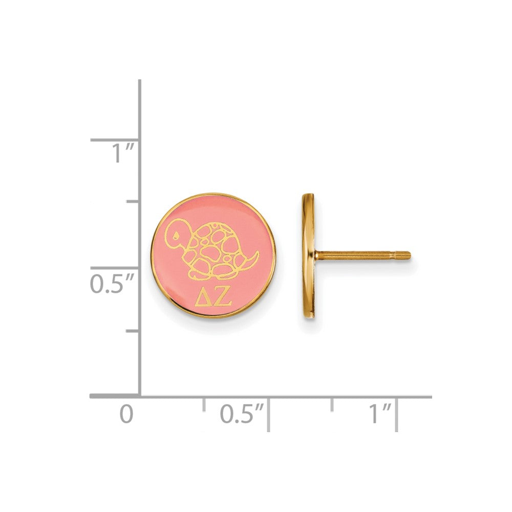 Sterling Silver Gold-plated LogoArt Delta Zeta Sorority Symbol Color Enamel Post Earrings