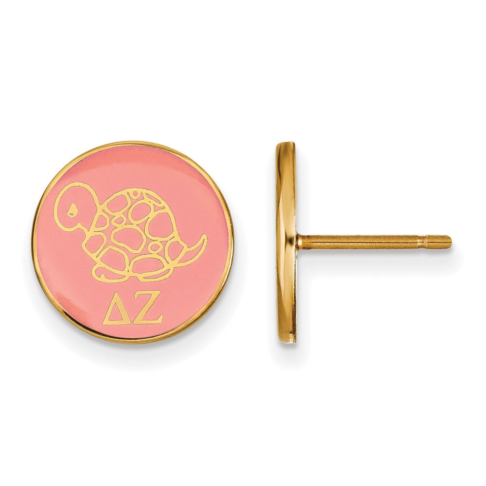 Sterling Silver Gold-plated LogoArt Delta Zeta Sorority Symbol Color Enamel Post Earrings
