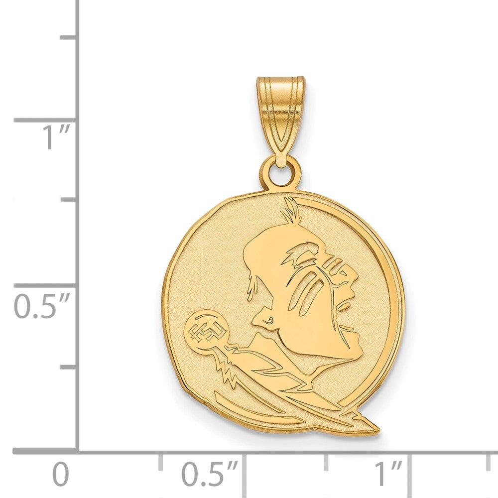 Sterling Silver Gold-plated LogoArt Florida State University Seminole Large Pendant