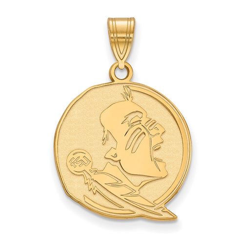 10k Gold LogoArt Florida State University Seminole Large Pendant