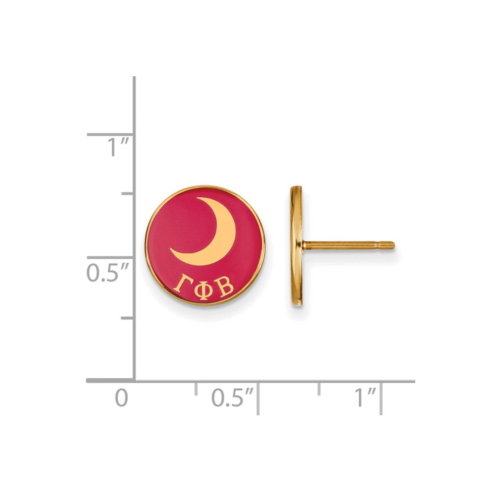 Sterling Silver Gold-plated LogoArt Gamma Phi Beta Sorority Symbol Color Enamel Post Earrings