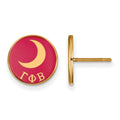 Sterling Silver Gold-plated LogoArt Gamma Phi Beta Sorority Symbol Color Enamel Post Earrings
