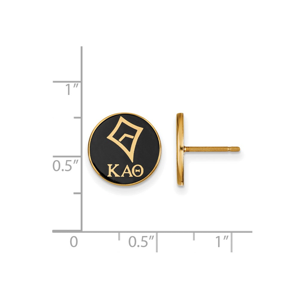 Sterling Silver Gold-plated LogoArt Kappa Alpha Theta Sorority Symbol Color Enamel Post Earrings