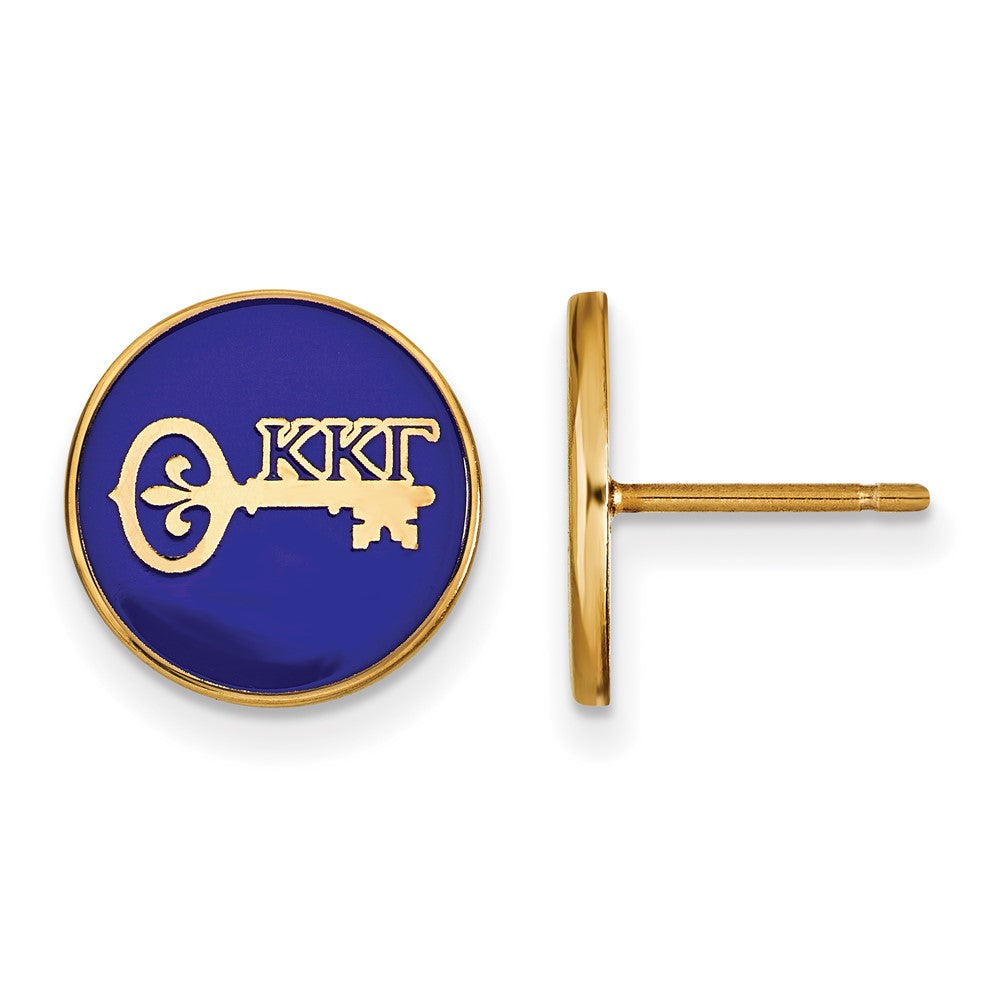 Sterling Silver Gold-plated LogoArt Kappa Kappa Gamma Sorority Symbol Color Enamel Post Earrings