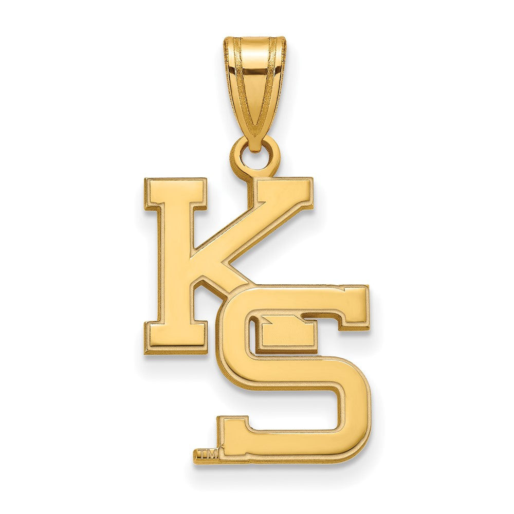 Sterling Silver Gold-plated LogoArt Kansas State University K-S Large Pendant