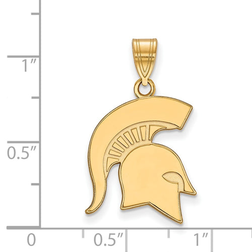 10k Gold LogoArt Michigan State University Spartan Large Pendant