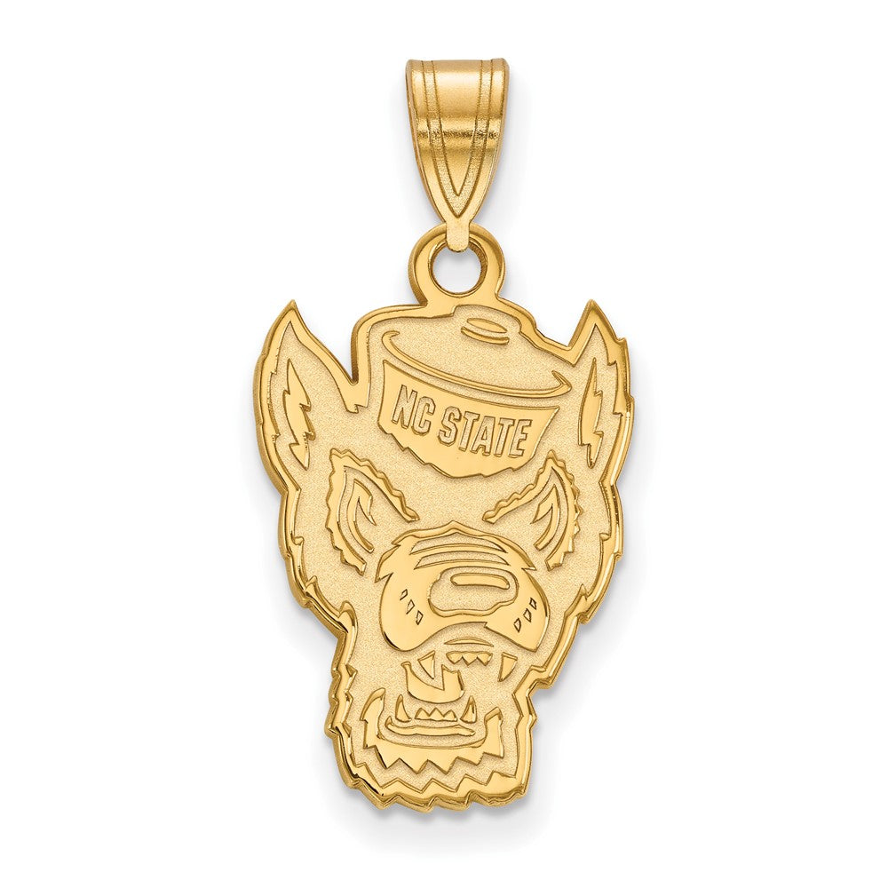 14k Gold LogoArt North Carolina State University Wolf Large Pendant