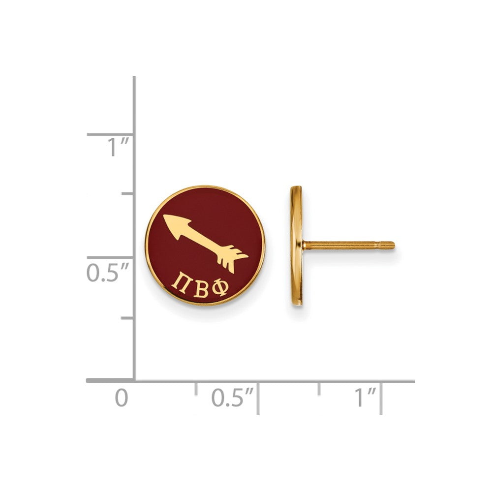 Sterling Silver Gold-plated LogoArt Pi Beta Phi Sorority Symbol Color Enamel Post Earrings