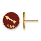 Sterling Silver Gold-plated LogoArt Pi Beta Phi Sorority Symbol Color Enamel Post Earrings