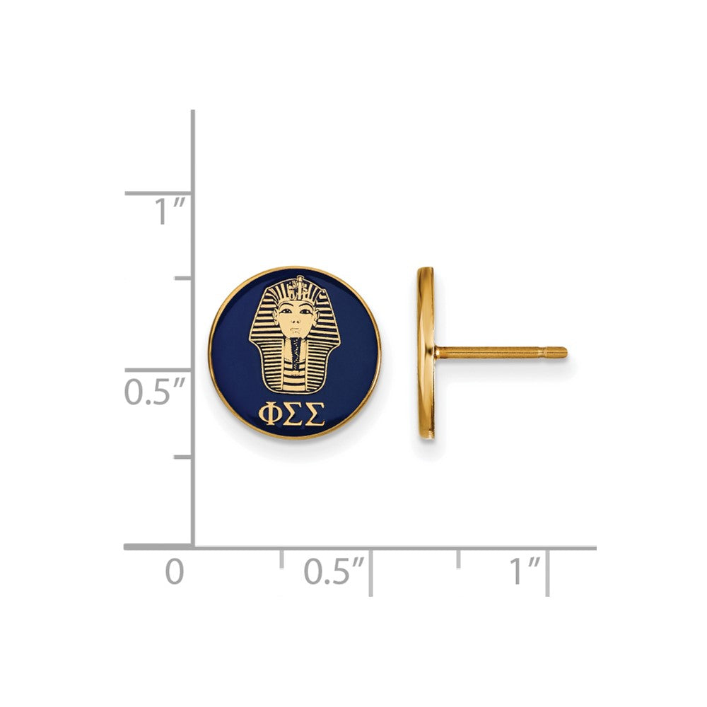 Sterling Silver Gold-plated LogoArt Phi Sigma Sigma Sorority Symbol Color Enamel Post Earrings