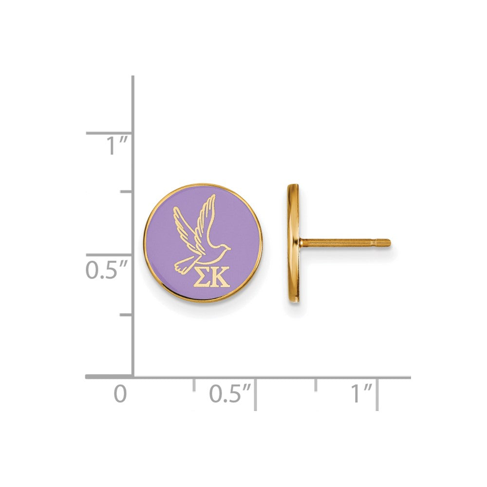 Sterling Silver Gold-plated LogoArt Sigma Kappa Sorority Symbol Color Enamel Post Earrings