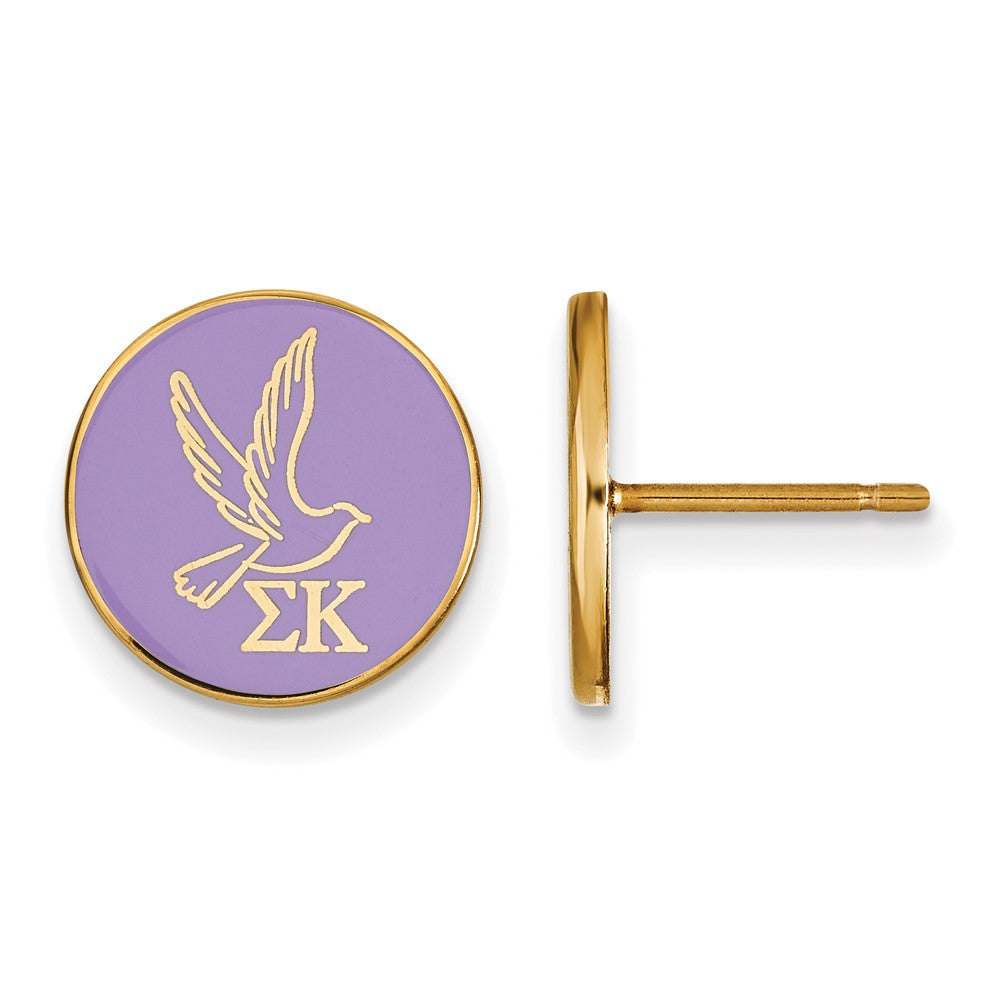 Sterling Silver Gold-plated LogoArt Sigma Kappa Sorority Symbol Color Enamel Post Earrings