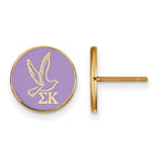 Sterling Silver Gold-plated LogoArt Sigma Kappa Sorority Symbol Color Enamel Post Earrings