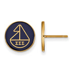 Sterling Silver Gold-plated LogoArt Sigma Sigma Sigma Sorority Symbol Color Enamel Post Earrings