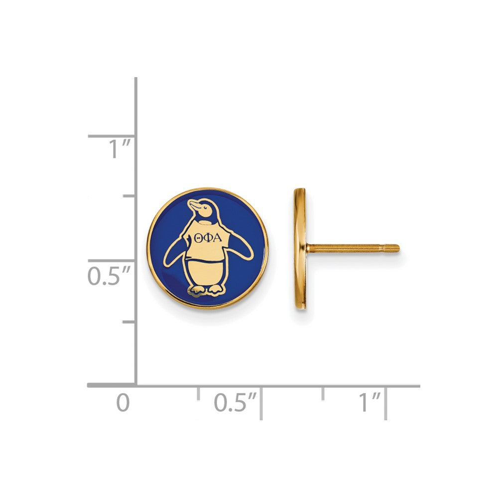 Sterling Silver Gold-plated LogoArt Theta Phi Alpha Sorority Symbol Color Enamel Post Earrings