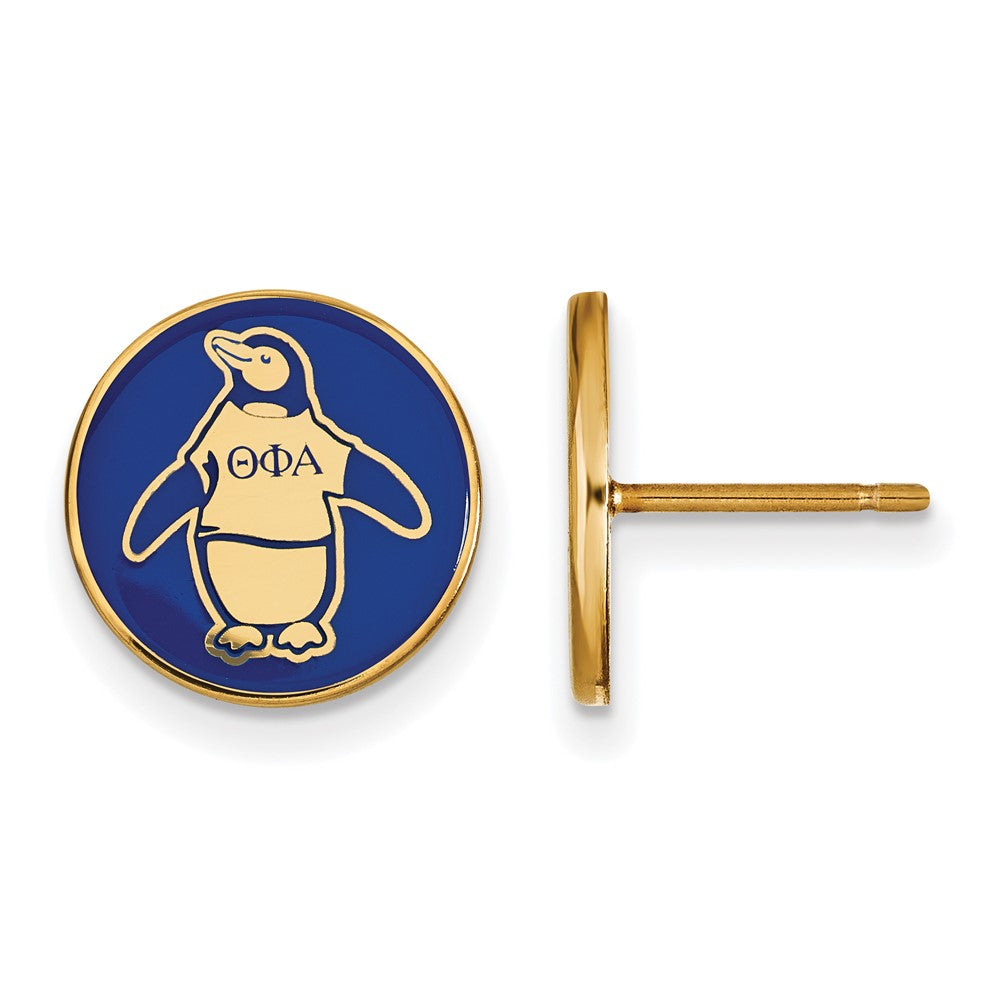 Sterling Silver Gold-plated LogoArt Theta Phi Alpha Sorority Symbol Color Enamel Post Earrings