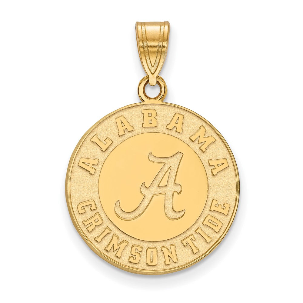 Sterling Silver Gold-plated LogoArt University of Alabama Crimson Tide Large Disc Pendant