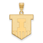 10k Gold LogoArt University of Illinois Victory Badge Large Pendant