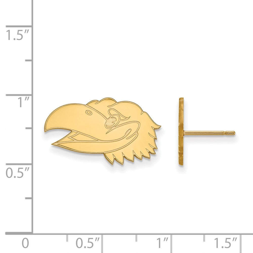 14k Gold LogoArt University of Kansas Jayhawk Small Post Earrings