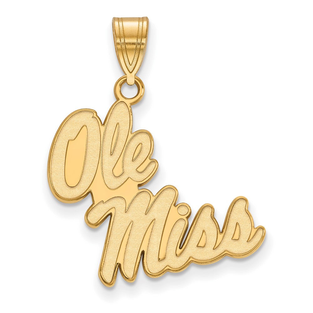 Sterling Silver Gold-plated LogoArt University of Mississippi Ole Miss Large Pendant