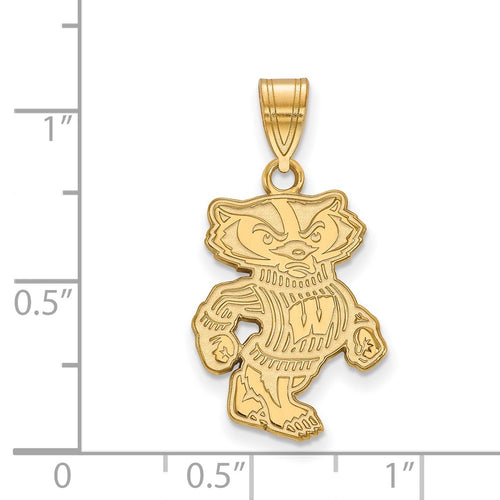 10k Gold LogoArt University of Wisconsin Badger Large Pendant