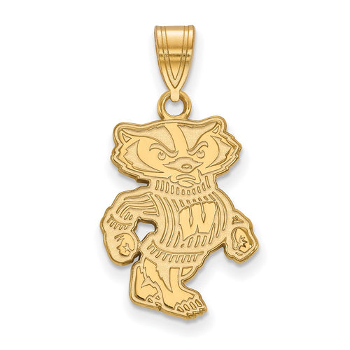 10k Gold LogoArt University of Wisconsin Badger Large Pendant