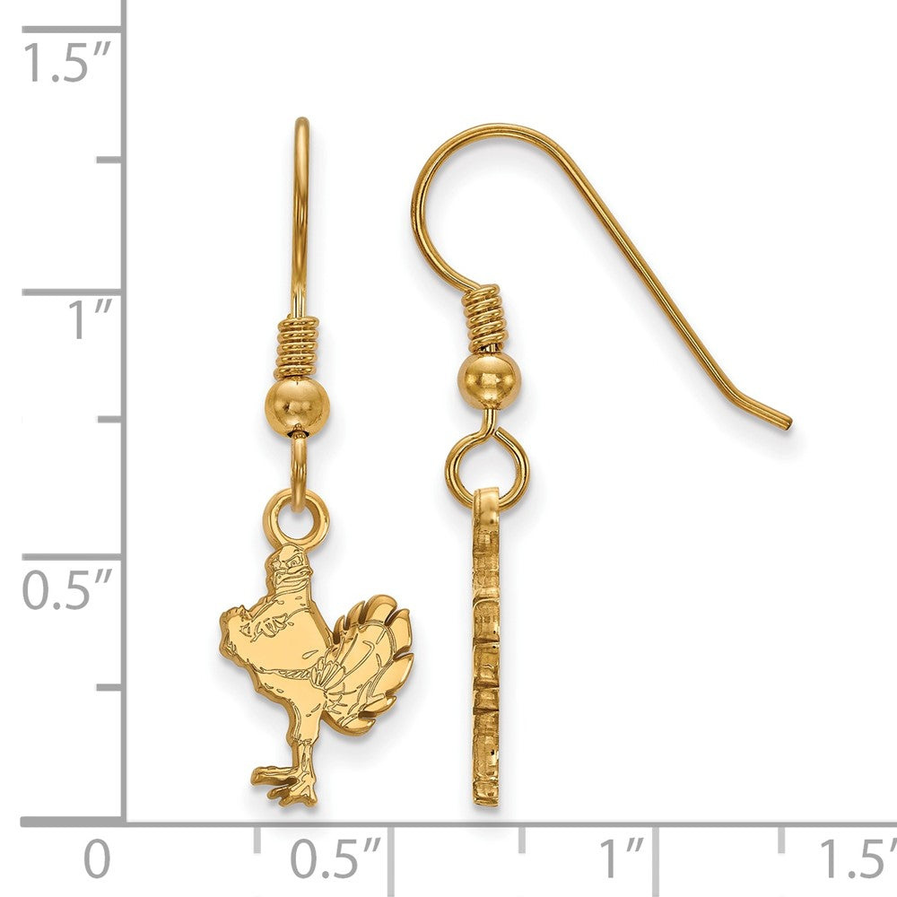 Sterling Silver Gold-plated LogoArt Virginia Tech HokieBird Small Dangle Wire Earrings