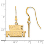 Sterling Silver Gold-plated LogoArt Wake Forest University W-F Small Dangle Wire Earrings
