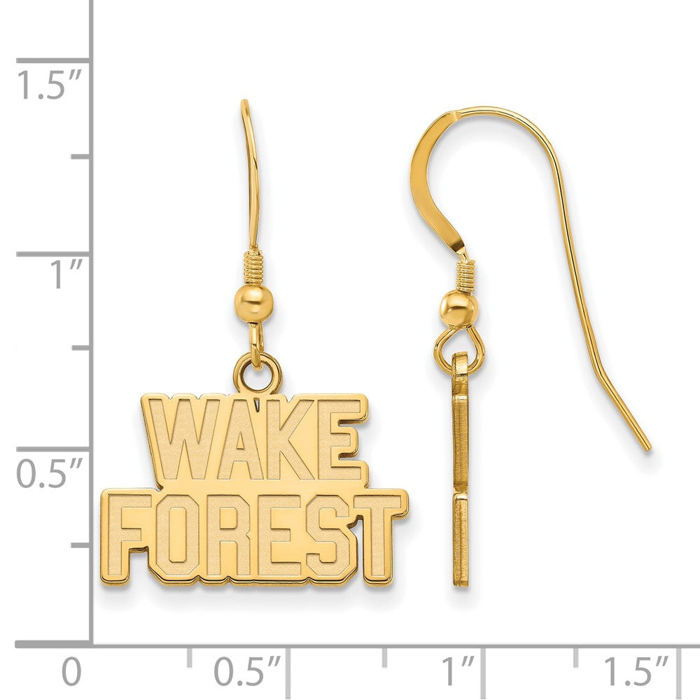 Sterling Silver Gold-plated LogoArt Wake Forest University W-F Small Dangle Wire Earrings