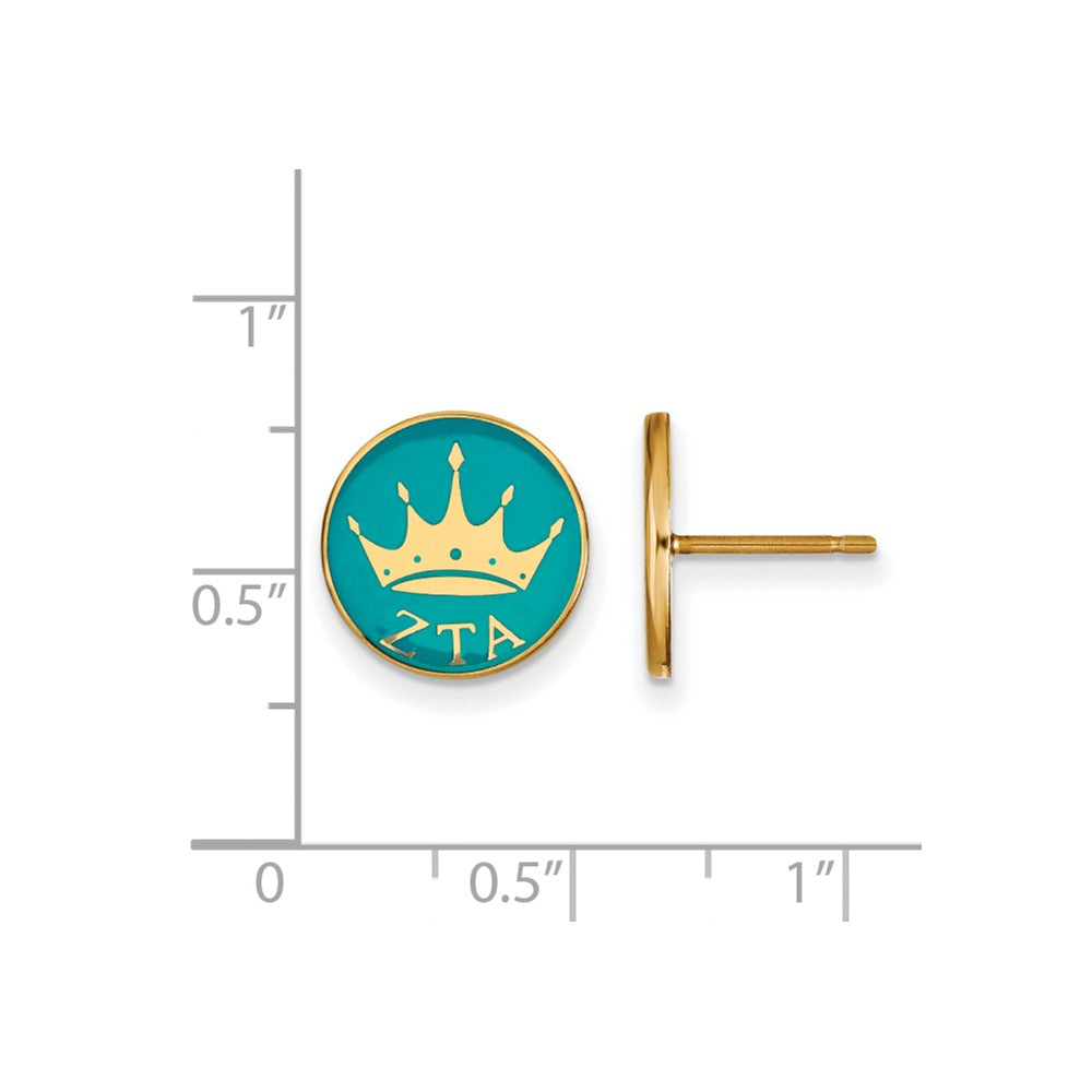 Sterling Silver Gold-plated LogoArt Zeta Tau Alpha Sorority Symbol Color Enamel Post Earrings
