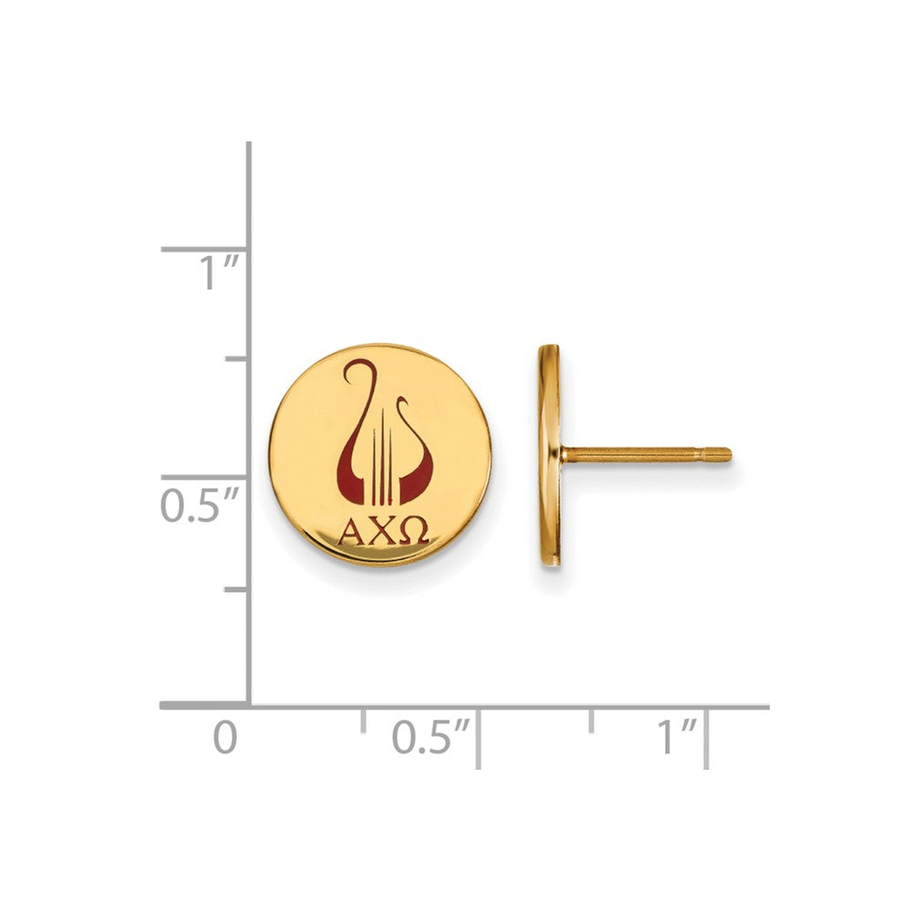 Sterling Silver Gold-plated LogoArt Alpha Chi Omega Sorority Symbol Color Enamel Post Earrings