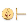 Sterling Silver Gold-plated LogoArt Alpha Chi Omega Sorority Symbol Color Enamel Post Earrings