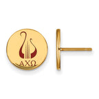 Sterling Silver Gold-plated LogoArt Alpha Chi Omega Sorority Symbol Color Enamel Post Earrings