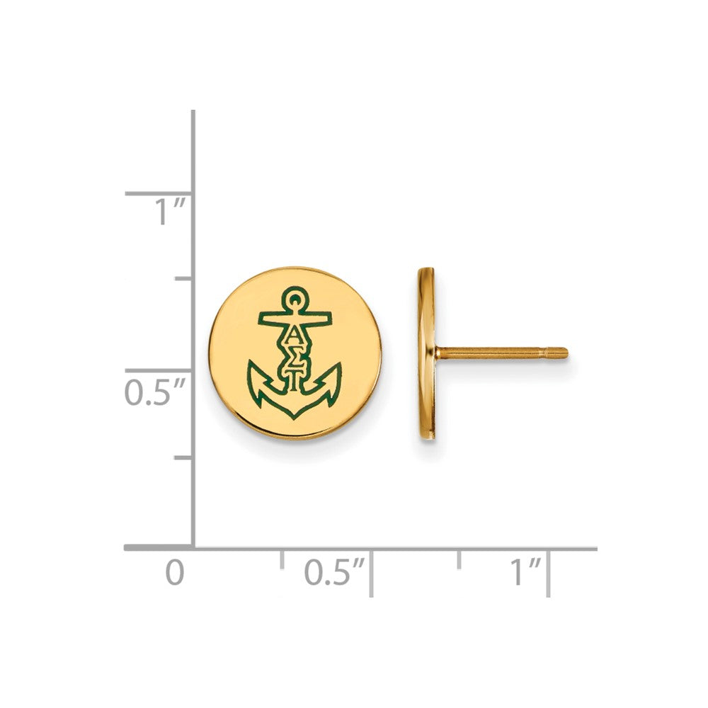 Sterling Silver Gold-plated LogoArt Alpha Sigma Tau Sorority Symbol Color Enamel Post Earrings