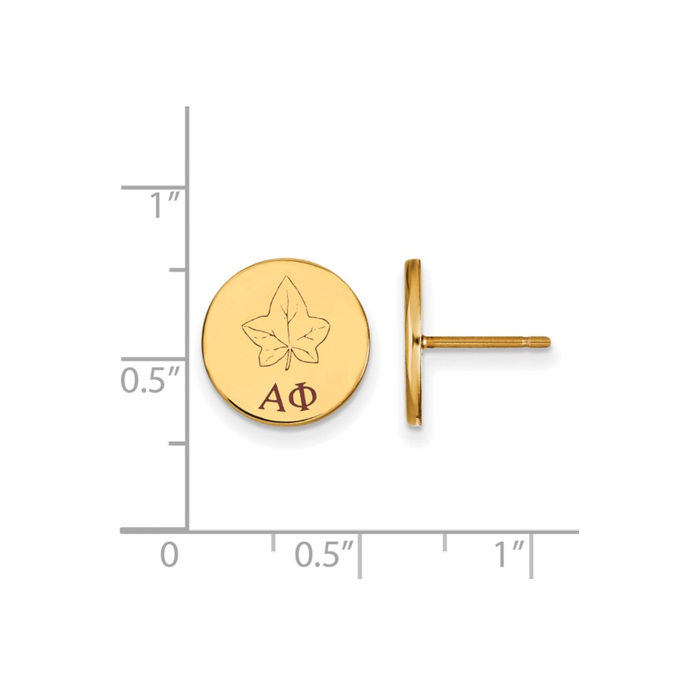Sterling Silver Gold-plated LogoArt Alpha Phi Sorority Symbol Color Enamel Post Earrings