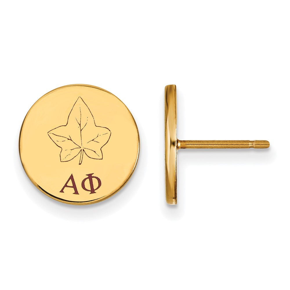 Sterling Silver Gold-plated LogoArt Alpha Phi Sorority Symbol Color Enamel Post Earrings