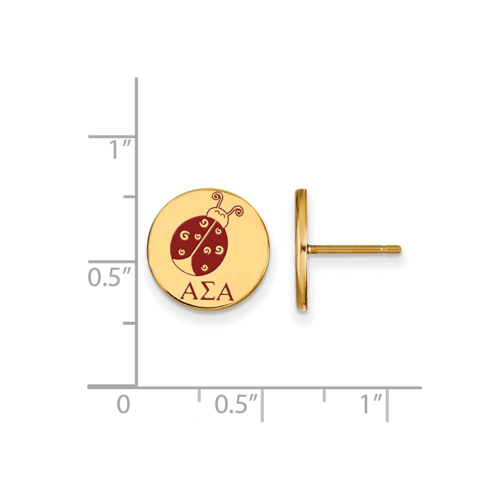 Sterling Silver Gold-plated LogoArt Alpha Sigma Alpha Sorority Symbol Color Enamel Post Earrings