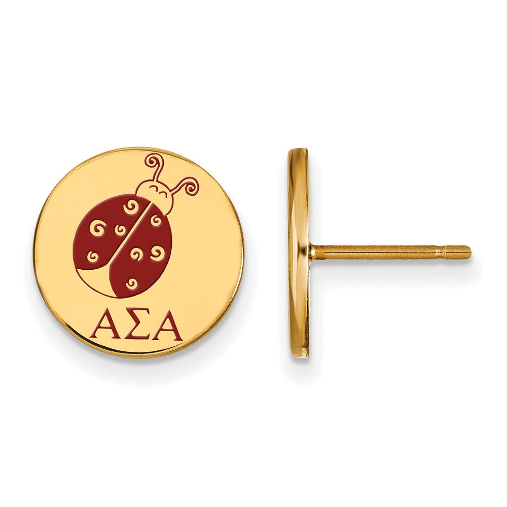 Sterling Silver Gold-plated LogoArt Alpha Sigma Alpha Sorority Symbol Color Enamel Post Earrings