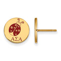 Sterling Silver Gold-plated LogoArt Alpha Sigma Alpha Sorority Symbol Color Enamel Post Earrings